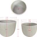 Set of 2 Large Oxide Magnesium Concrete Planters (15" & 18") - Round Grey Rustic Flower Pots with Drainage Holes, Handcrafted Outdoor Indoor Plant Containers for Patio, Front Porch, Garden Decor