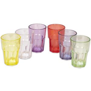Unbreakable Premium Tumbler Drinking Glasses Polycarbonate Plastic Glassware 6 Assorted Colors Dishwasher Safe Highball Cup Set of 6 (10.1 Oz)