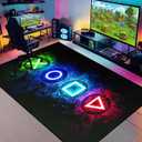 Games Area Rugs, Gamer Rug for Boy Cool Player Room Decor, Gaming Carpets for Boys Teens, Child Play Soft Floor Mat for Dining Living Room Sofa, Video Game Decor Decorate Doormats Black (3' x 5' (Rectangular))