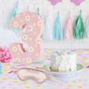 Daisy Birthday Decorations, Daisy Number 3 Piata with Blindfold Stick Blindfold Confetti for Pink Flower Boho 3rd Birthday Party Supplies (Daisy 3)