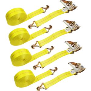 4 Pack 2" x27' Ratchet Strap Tie Down 10000lbs J Hook,Heavy Duty Tie-Down Ratcheting Cargo Truck Straps Wire Hook Ends, J-Hook Ratchet Strap TieDowns KJE
