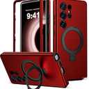 Designed for Samsung Galaxy S25 Ultra Case with Magnetic Ring Stand [Compatible with Mag-Safe][Military Grade Drop Protection][Build in Kickstand] S25 Ultra Phone Case 6.9",Red 251008