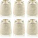6 Pack Chandelier Lamp Shades, 5.6" x 5.1" x 3.5" Small Lamp Shades Clip on Bulb, Mini Fabric Linen Lampshade for Table Chandelier Wall Lamps and Home Decor