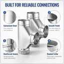 Shimeyao 2 Pieces Furnace Pipe Entire Flow Tee 5" x 5" x 5" Dia. Galvanized 90 Deg Joint for HVAC Branch Connection Kitchen Exhaust Outdoor Drainage DIY Installers