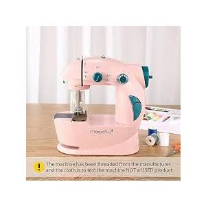 Magicfly Mini Sewing Machine with Extension Table, Dual Speed Portable Sewing Machine for Beginners with Light, Sewing Kit for Household Use, Pink