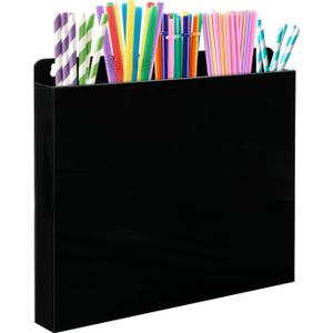 Magnetic Acrylic Straw Holder for Cabinet,Straws Storage Container for Cupboard with Double Sided Adhesive,Straws Dispenser for Kitchen Counter