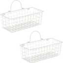 DII Farmhouse Vintage Decor, Wire Wall Basket, Small, Antique White, 2 Piece