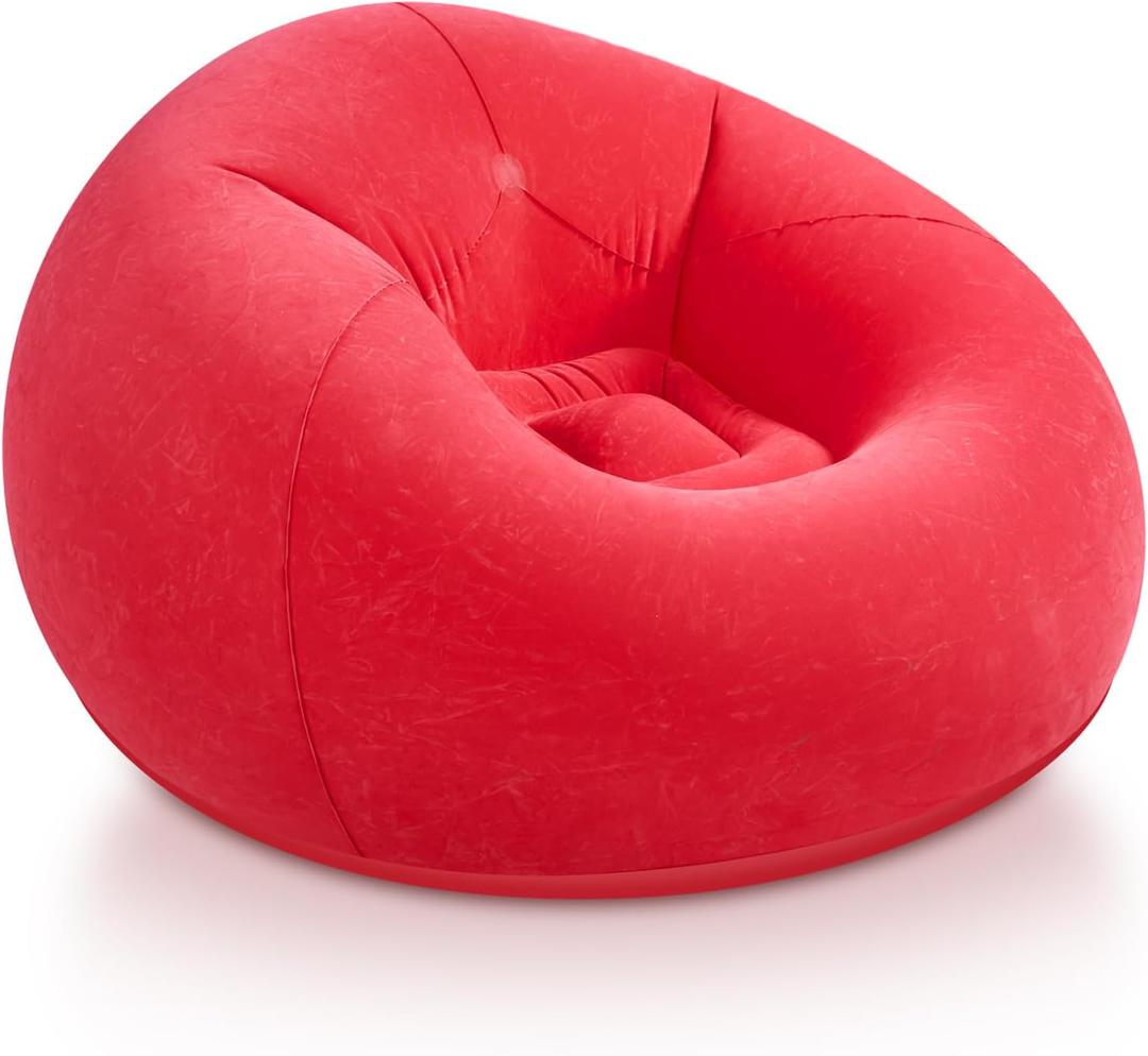 Realspring Inflatable Bean Bag Chairs for Adult Blow up Chairs Lazy Sofa Folding Portable Inflatable Chair for Movie Outdoor Room Bedroom Reading Camping(Red)