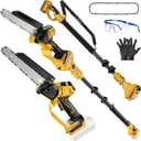 2-in-1 Cordless 8 Inch Pole Saw & Mini Chainsaw Compatible with Dewalt 20V Max Batteries (Not Included), Electric Pole Saws for Tree Trimming Battery Powered with 15.5 FT Max Reach Extension Pole