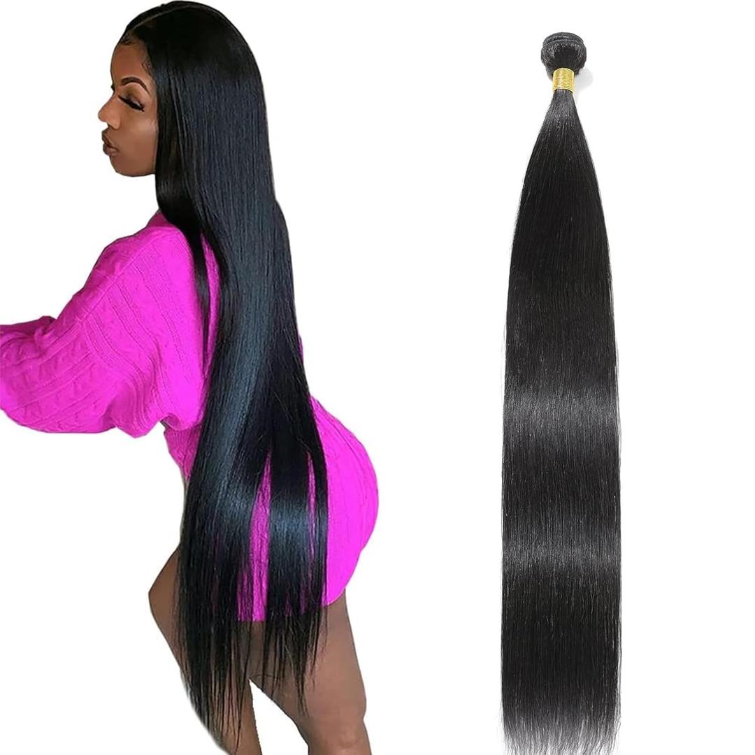 Straight Bundles Human Hair 36 inch 100% Unprocessed Brazilian Straight Hair Bundles 12A Remy Virgin Retain the Intact Cuticle, Long Lifespan