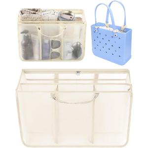 OUTXE Beach Bag Organizer Compatible with Baby Bogg Bag Accessories Inserts, Lightweight Mesh Insert Divider Pouch for Small Bogg Bags, Beach Tote Bags Insert for Organizing (Medium, #5-Light Yellow)