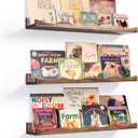 Floating Bookshelf for Kids, Floating Shelves for Wall Cloud Picture Ledge Shelf Walnut 23.6 Inches Nursery Book Shelves Set 3, Baby Book Shelf for Kids Room, Toddler Room, Baby Room, Nursery Decor