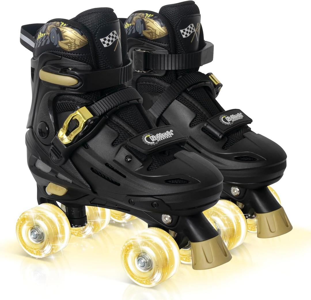 Nattork Adjustable Roller Skates for Kids Boys Girls- Teen Youth  - Cool Racing Car Indoor Outdoor Gift Idea for Birthdays Christmas,  Small(9C-12C US)