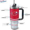 Tumbler 30oz Straight Skinny Car Cups With Insulated Cup Sleeve Portable Handle, Sports Travel Coffee Mug, Stainless Steel, Insulated,Classic Collection Gifts for Fans