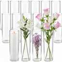 16 Pack Glass Cylinder Bud Vases for Centerpieces, 7.7 Inch Tall Clear Flower Vases in Bulk, Floating Candle Holder for Wedding, Party, Home Decor, Birthday, Anniversary, Baby Shower