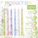 Conelist 12 Pcs 9.8" Floral Long Taper Candles Pastel Flower Candlesticks Tall Smokeless Unscented Decorative Tapered Candles Gifts for Christmas Wedding Home Dinner Party Decorations