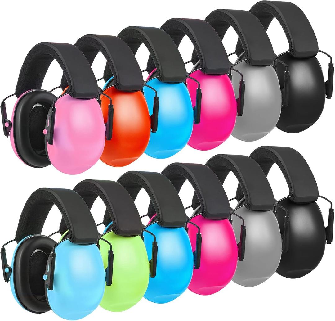 Amylove 12 Pcs Kids Ear Protection Noise Cancelling Headphones Ear Muffs Bulk 27db Adult Noise Reduction Hearing Earmuff (Universal Fit (kids & Adults),Classic Style)