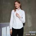 Womens Button Up Shirts Slim-Fit Long Sleeve Stretch Cotton Basic Work Shirt (White, XS)
