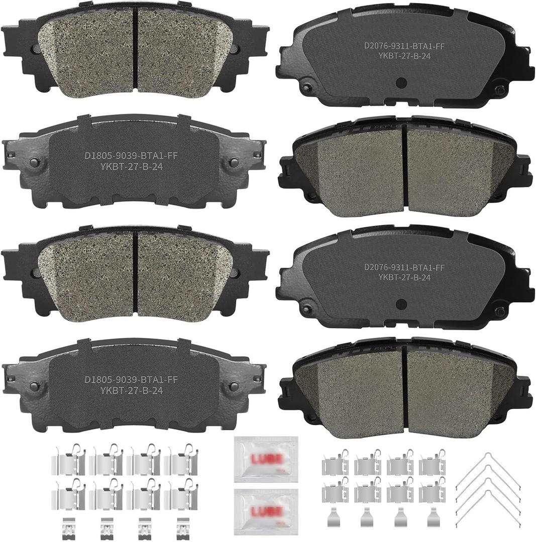 Front and Rear Disc Brake Pads Set Ceramic w/Hardware for Lexus Es250 2021-2023/ Es300H Es350 Ux250H 2019-2023/ Ux200 2019 2020 2021 2022, for Toyota Corolla Cross/ Rav4/ Venza/Avalon/Camry/C-Hr