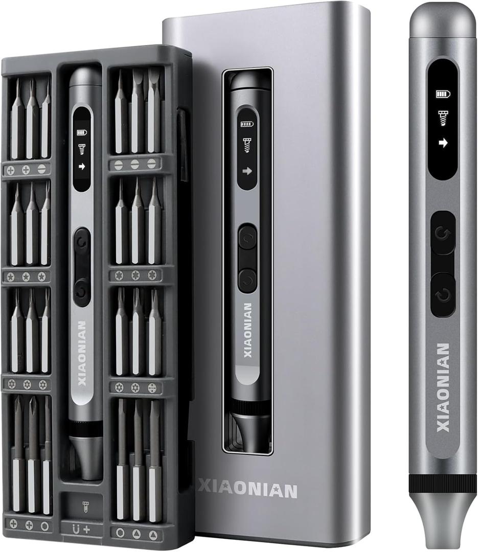 52 in 1 Electric Screwdriver Set,XIAONIAN 3.7V Mini Precision Screwdriver Set with 48 S2 Magnetic Bits,USB-C Charging Cable,LED Light,Small Repair Tool Kit for Phone,Watch,Eyeglasses,PC,Camera,Laptop