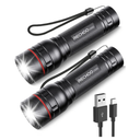 RECHOO Rechargeable Flashlights High Lumens, 2 Pack G1000 Super Bright Flash Light, Small Led Tactical Flashlight with 3 Lighting Modes, Portable Flashlights for Camping Home (Battery Included)