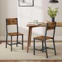 VASAGLE Dining Chair Set of 2, Rustic Wood Chairs with Metal Steel Frame, Easy to Assemble, Comfortable Seat, Modern Farmhouse Chair for Kitchen, Bedroom, Living Room, Rustic Brown and Ink Black (2 Pack, Rustic Brown + Ink Black)