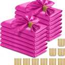RUDONG M 100 Pcs Hot Pink Satin Napkins and Napkin Rings Set, 17 x 17 Inch Square Cloth Napkins Set of 50, Silky Soft Table Napkins Bulk for Weddings, Banquet, Parties Dinner Decoration