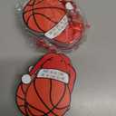 Tondiamo 15 Pcs Basketball Christmas Ornaments Inspirational Gifts for Team Basketball Ornaments for Christmas Tree Wooden Hat Cutouts DIY Crafts with 4 Color Pens