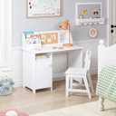 UTEX Kids Study Desk with Chair, Kids Desk and Chair Sets with Hutch for 3-8, Wooden Children Study Table, Student Writing Table Computer Workstation, 35.4" X 18.1" X 34"