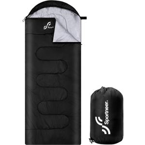 Sportneer Sleeping Bags for Adults, Warm & Cold Weather Sleeping Bag for Adults Kids Boys Girls - Lightweight Compact Camping Gear Equipment, Traveling, Backpacking, Hiking (87"x33.5", Black)