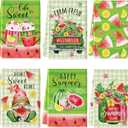 Tudomro 6 Pcs Summer Watermelon Kitchen Towels Summer Watermelon Gnome Truck Dish Towels Absorbent Soft Kitchen Fingertip Towels Fresh Watercolor Towel Set 21x14 In for Bathroom Holiday Seasonal Decor