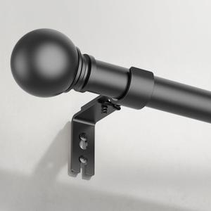 Extra Long Curtain Rods for Windows 32 to 150 Inches, Black Curtain rod 1 Inch Diameter Long Curtain Rod Adjustable Length, Heavy Duty Indoor/Outdoor Curtain Rod Modern Design, Size:32"-150"