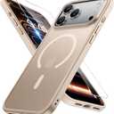 Miracase Magnetic for iPhone 17 Pro Case 6.3" with Screen Protector, [Compatible with MagSafe] Military-Grade Protection, Anti-Fingerprint, Slim Thin Phone Case for 17 Pro Cover, Khaki Gold