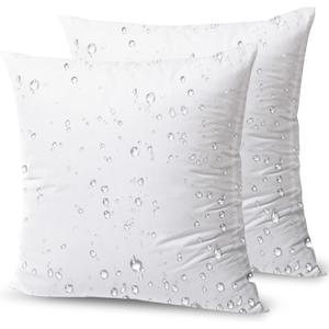 Phantoscope Premium Outdoor Pillow Inserts - Pack of 2 Square Form Water Resistant Polyester Throw Pillows, Couch Sham Cushion Stuffer, 18 X 18 inches (White)