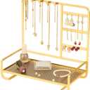 Jewelry Organizers Storage Stand Necklace Bracelet Earring Holder Box Tray jewelry display room decor,Metal,Goden
