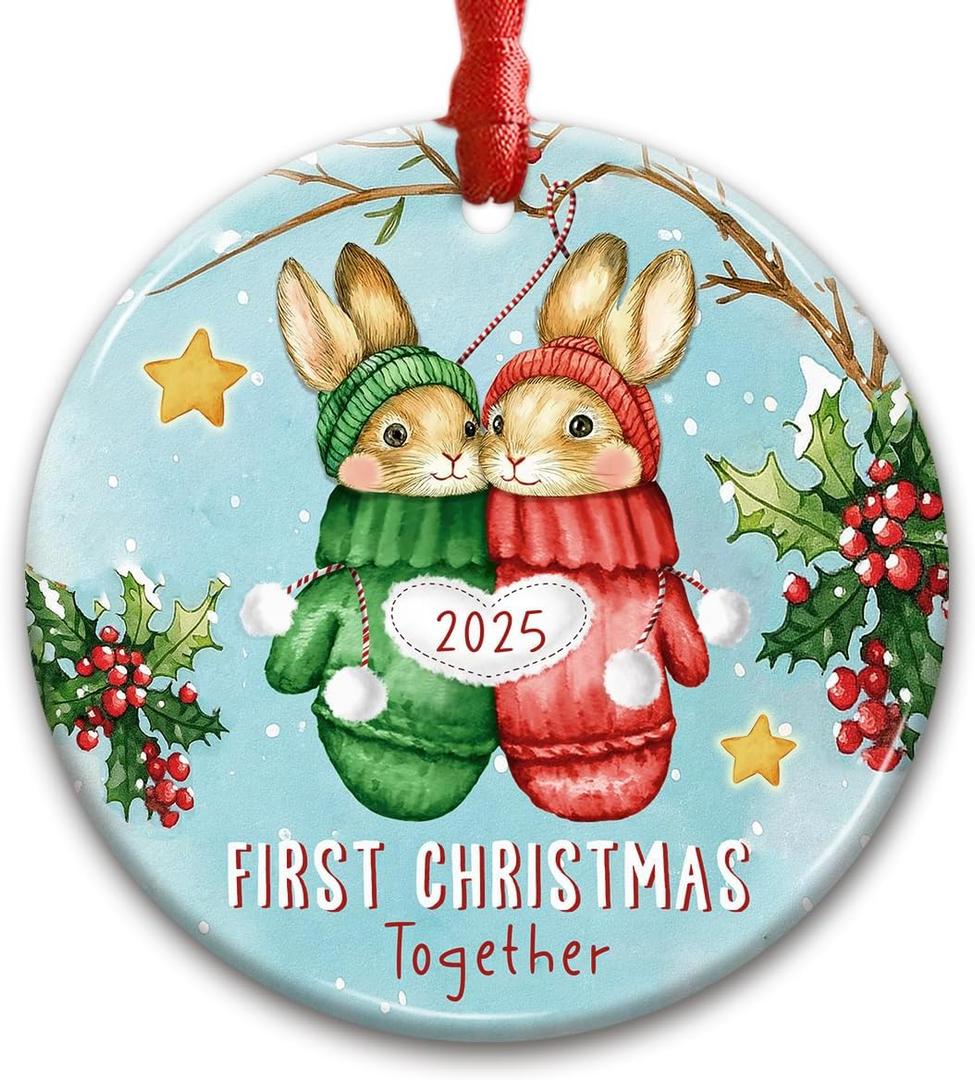3 x CHOANG First Christmas Together 2025 Ornament - Wedding Gift for Cute Couple, Newlywed Keepsake for Him, Her - Bride and Groom,1st Anniversary Christmas Ornaments