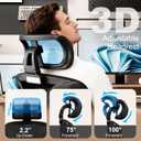 Vonesse Ergonomic Office Chair with Footrest, Desk Chairs with Adjustable 3D Headrest and Armrests, Computer Gaming Chair with Dynamic Lumbar Support & Adjustable Depth Breathable Mesh Seat (Black)