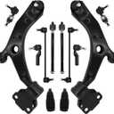 Control Arm, Replacement For Front Lower Control Arms with Ball Joint Sway Bar Link Outer Inner Tie Rod Boot Suspension Kit Compatible With 2010-2013 Mazda 3-12 Pcs