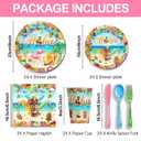 Hawaiian Flamingo Party Supplies Tableware Set - Tropical Luau Decorations Include Plates, Napkins, Cups, Cutlery, for Aloha Summer Beach Theme Party Supplies | Serves 24