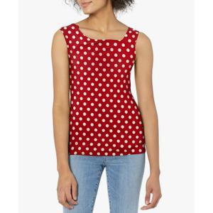 Star Vixen Women's Petite Sleeveless Stretch Ity Knit Top with Flattering Handkerchief Hem and Keyhole Cutout Back M