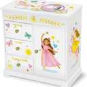Giggle & Honey Princess Musical Jewelry Box for Girls Kids Music Box with Drawers, Fairytale Gifts for Girls Birthday, Princess Jewelry Boxes for Ages 3-10