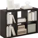 Furinno Cubicle Book Shelf, 6-Cube Bookshelf, Extra Thick Frame Horizontally & Vertically Reversible Bookcase with Open Back, 14.6" x 44" x 30", for Living Room, Bedroom, Home Office, Black Dark Oak, 6-cube,1.2in