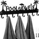 Capoda Pool Towel Rack Metal Towel Hooks Wall Mounted Towel Holder Beach Towel Hook Rack Summer Pool Towel Holder with 8 Hooks for Storage Bath Towel, Robe Swimsuit, Coat, Bags, Phone, Keys(Black)