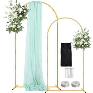 WellSign Wedding Arch Backdrop Stand 7.2FT, 6FT Set of 2, Gold Metal Balloon Arch kit Stand for Gender Reveal Ceremony Engagement Anniversary Bridal Valentine Party Event Decoration