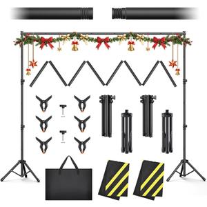 Forlogic Backdrop Stand 10x7.5ft(WxH),Portable Adjustable Photo Back Drop Stand for Party, Photography, Weddings