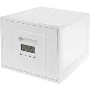 Digital Timed Lock Box, Medicine Locker, Phone Jail Timer, Clear Lock Box, Locking Time Snack Container with 2 Modes, 3.6 Gallons, Kitchen Clear Lockable Safe Box, 11.9x 9.3x 7.6 in, White