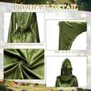 Mepase Women Fairy Renaissance Dress Costume Set Carnival Medieval Outfit with Elf Ear Necklace Earring Masquerade Cosplay (Green)