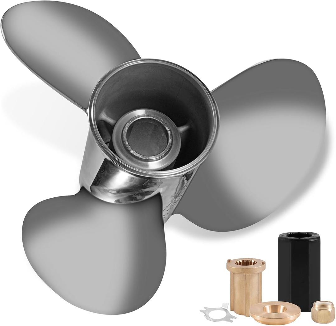 YOUNG PROPS 13 x 21 Stainless Steel Outboard Boat Propeller for Mercury Engines 40 50 70 75 80 90 100 115 125 140HP 13 x 21 Prop Hub Kits Included 15 Tooth RH