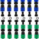 48 Pcs Garden Hose Quick Connector 3/4 Inch Plastic Water Hose Quick Connectors Fittings Male and Female Release Hose Connectors Hose End Adapters with 24 Rubber Gaskets(Blue, Green)
