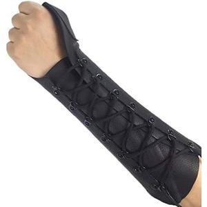 ArcheryMax Handmade Black Leather Arm Guard Bow Hand Shooting Glove, Left Hand